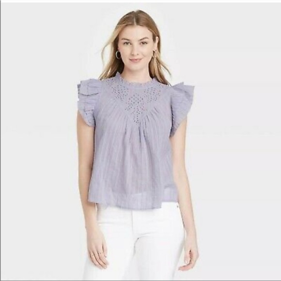 UNIVERSAL THREAD | Ruffle Sleeveless Eyelet Blouse - Picture 2 of 9